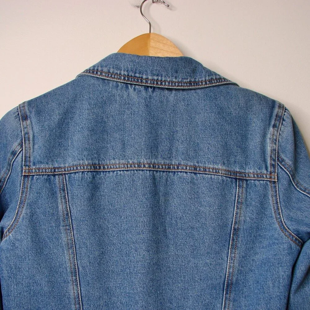 Anthropologie Avec Les Filles Denim Jean Jacket Faux Fur Trim Size Small NEW - Picture 13 of 15